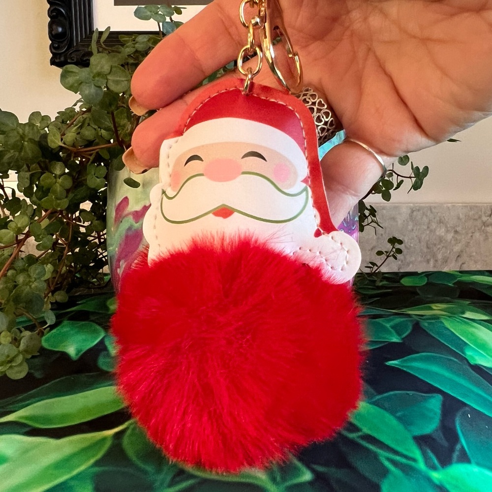 Here Comes Santa Pom Pom Charm for Purse, Wallet or Backpack - Stocking Stuffer